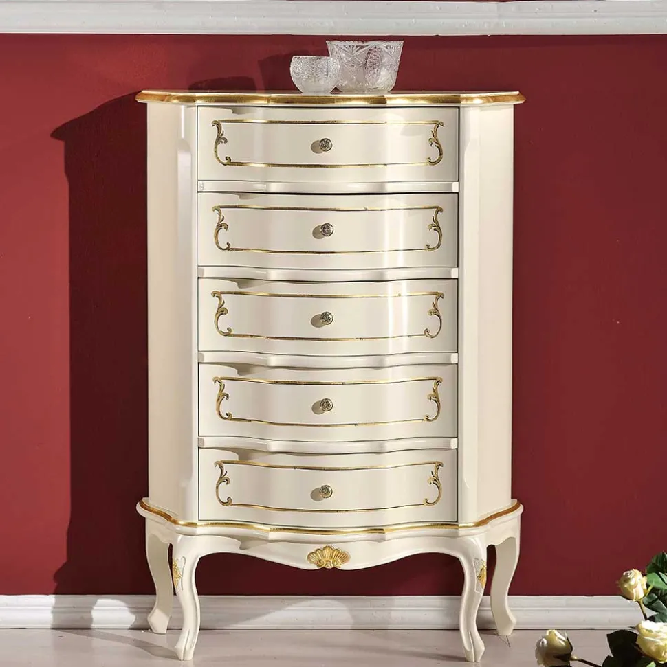 Barock Hochkommode mit fünf Schubladen - Datalera