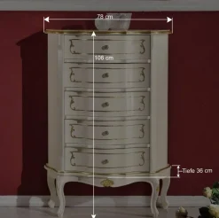 Barock Hochkommode mit fünf Schubladen - Datalera