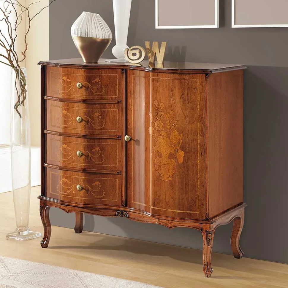 Barock Kombi-Kommode in Nussbaumfarben - Motiz
