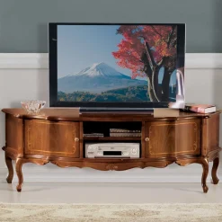 Barock Lowboard für Fernseher Dentro in Nussbaumfarben