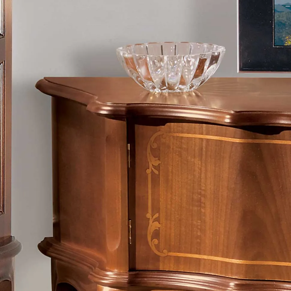 Barock Lowboard für Fernseher Dentro in Nussbaumfarben