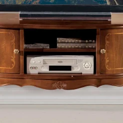 Barock Lowboard für Fernseher Dentro in Nussbaumfarben