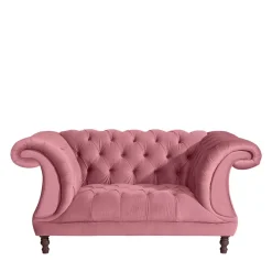Barock Style Big Sessel in Rosa Samtvelours - Clewono