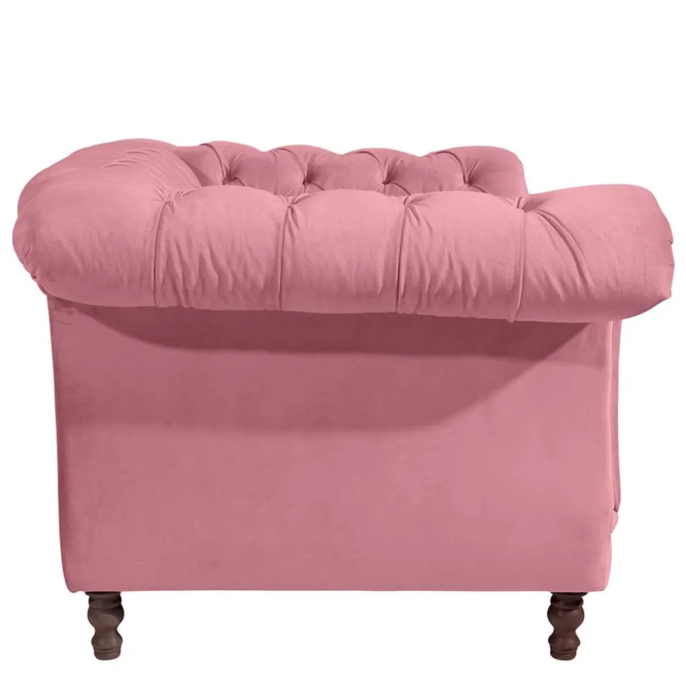 Barock Style Big Sessel in Rosa Samtvelours - Clewono