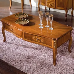 Barock Wohnzimmertisch mit 2 Schubladen Natale in Nussbaum