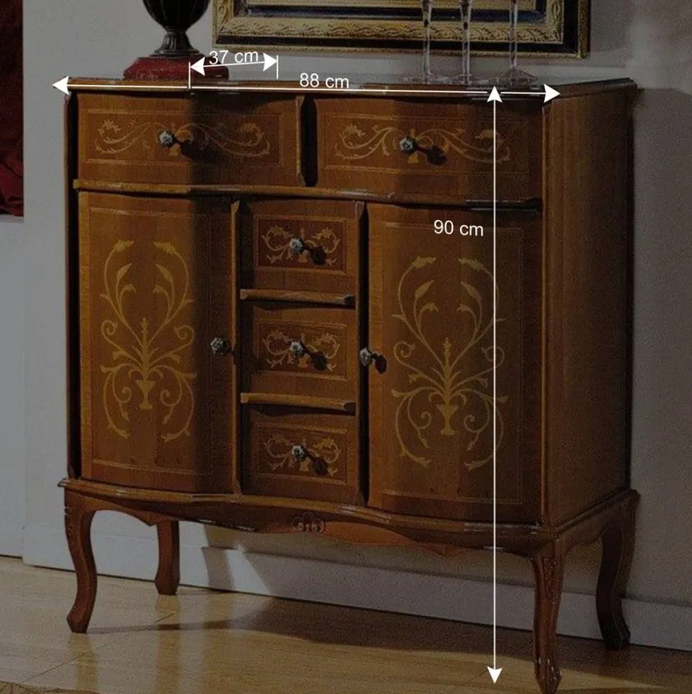 Barocke Kombikommode Agosto mit 5 Schubladen