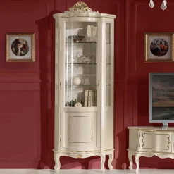 Barockstil Vitrine in Weiß & Gold - Datalera