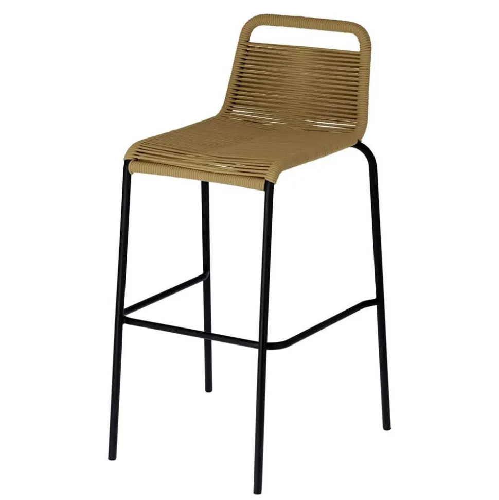 Barstühle aus Kordel in Hellbraun - Jakarto (4er Set)