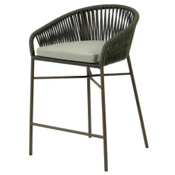 Barstuhl aus Geflecht in Dunkelgrün - Madias (4er Set)