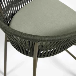 Barstuhl aus Geflecht in Dunkelgrün - Madias (4er Set)