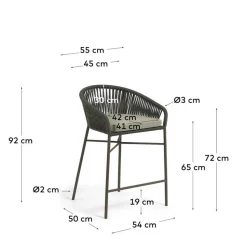 Barstuhl aus Geflecht in Dunkelgrün - Madias (4er Set)