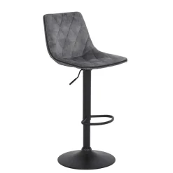 Barstuhl aus Microfaser in Grau - Josephina (2er Set)