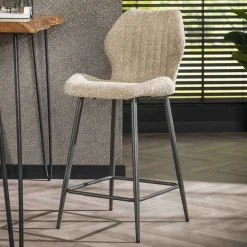 Barstuhl in Beige Boucle - Maja (2er Set)