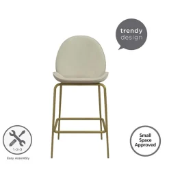 Barstuhl in Creme mit Messing - Rucia