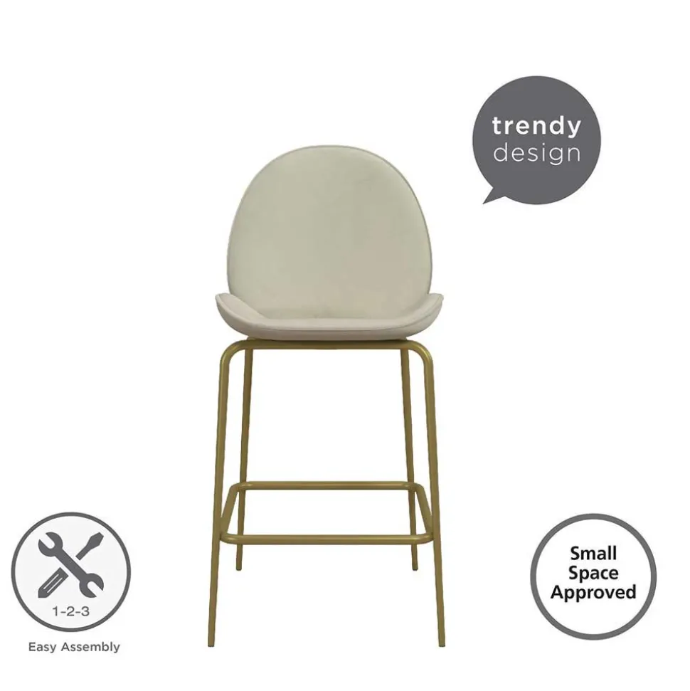 Barstuhl in Creme mit Messing - Rucia