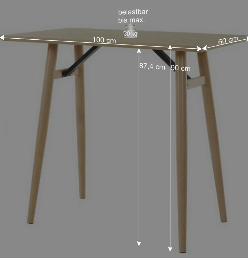 Bartisch Stehtisch in Eiche Holzoptik - Andoro