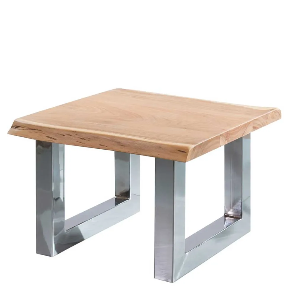 Baumkante Couchtisch mit Chrom - Medesso