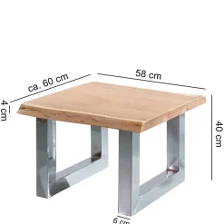 Baumkante Couchtisch mit Chrom - Medesso
