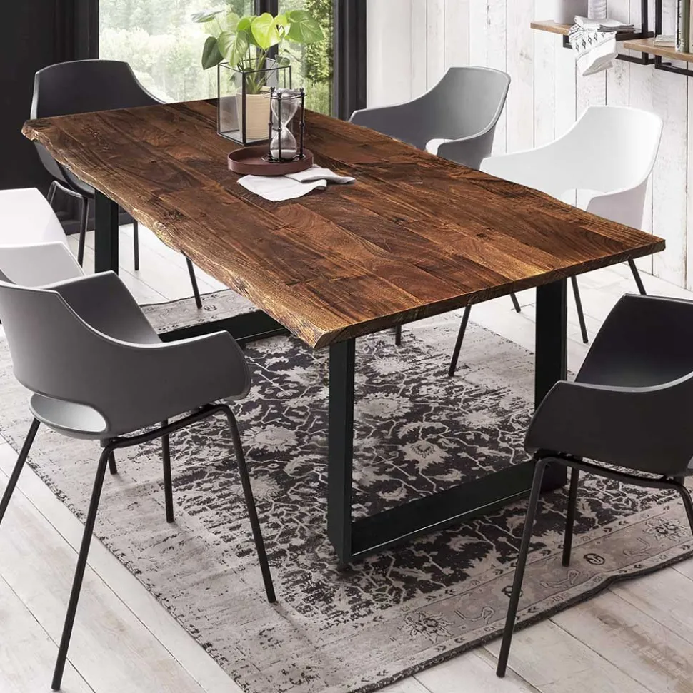 Baumkante Designtisch aus Akazie in Nussbaumfarben - Ondeon