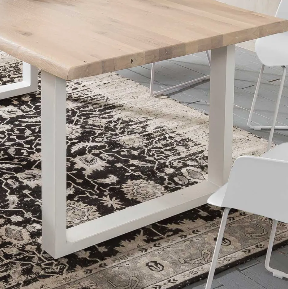 Baumkante Esstisch & Bank in White Wash - Tilveta (zweiteilig)