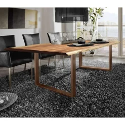 Baumkante Esszimmertisch mit U-Gestell Braun - Jeguta