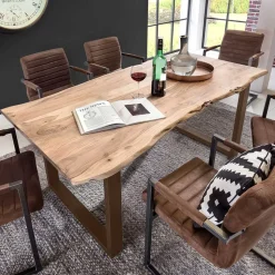 Baumkante Esszimmertisch mit U-Gestell Braun - Jeguta