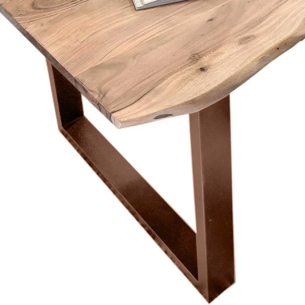 Baumkante Esszimmertisch mit U-Gestell Braun - Jeguta