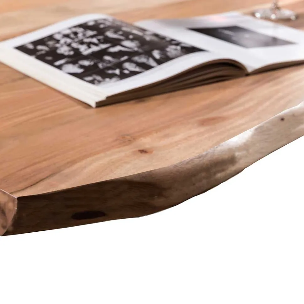 Baumkante Esszimmertisch mit U-Gestell Braun - Jeguta