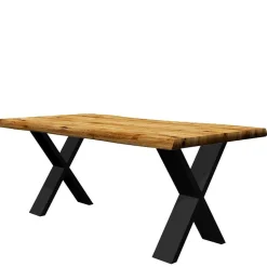 Baumkante Tisch mit X-Füßen in 12 Größen - Isacco