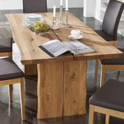 Baumkanten Esstisch Sympatia aus Wildeiche Massivholz