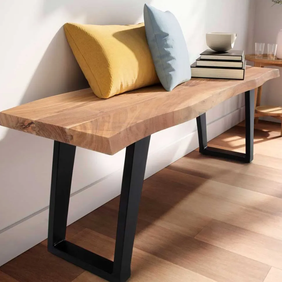 Baumkanten Flurbank aus Akazie Massivholz - Reggio