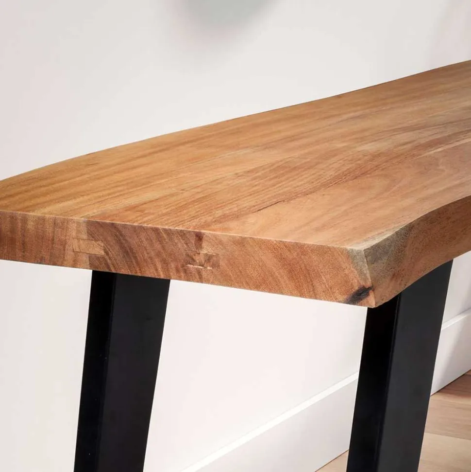 Baumkanten Flurbank aus Akazie Massivholz - Reggio