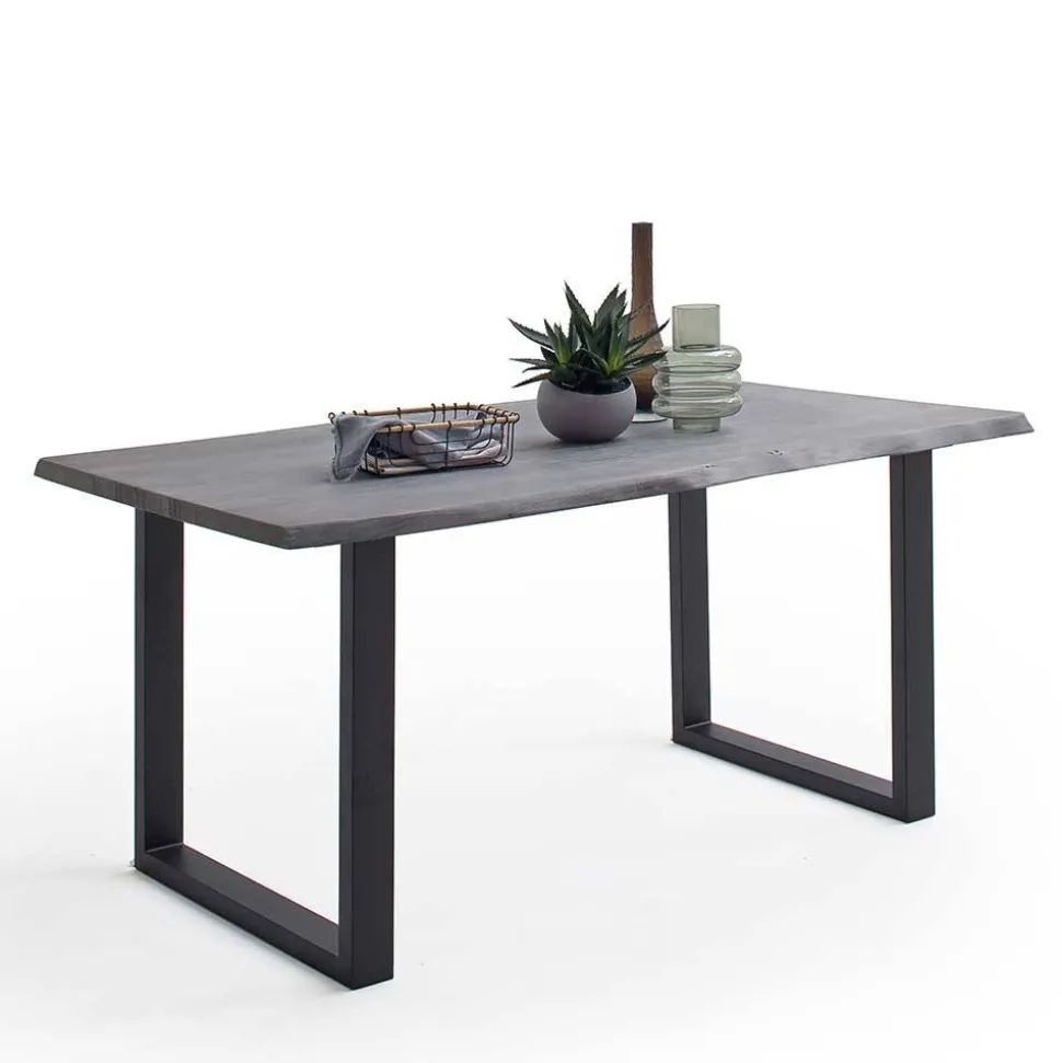 Baumkanten Küchentisch in Akazie Grau - Balanza