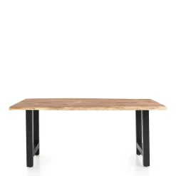 Baumkanten-Esstisch und Samtstühle - Drobeta (fünfteilig)