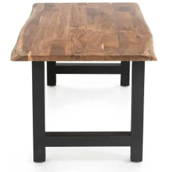 Baumkanten-Esstisch und Samtstühle - Drobeta (fünfteilig)