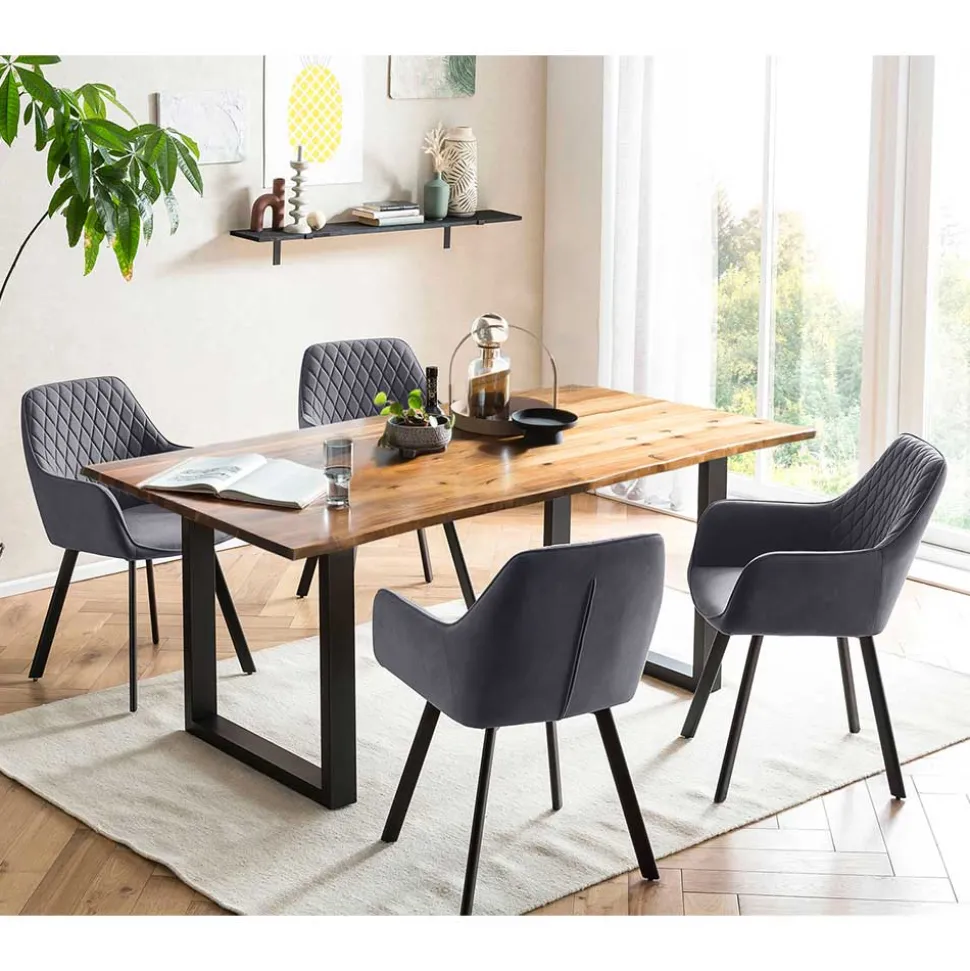 Baumkantentisch und vier Stühle Set - Lago (fünfteilig)