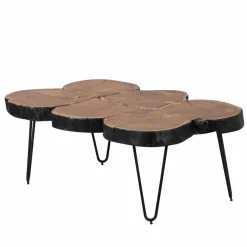 Baumscheiben Couchtisch Lariona mit Metall-Gestell
