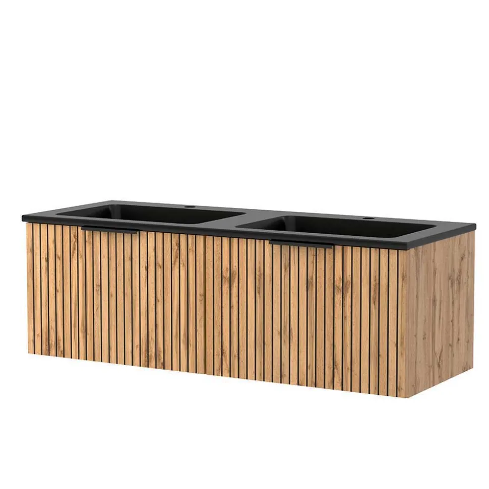 2-Becken Waschtisch im Set modern - Crystoga (vierteilig)