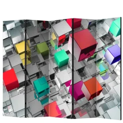 Bedruckter Paravent - Metallic Würfel Bunt Silber - Uvienta