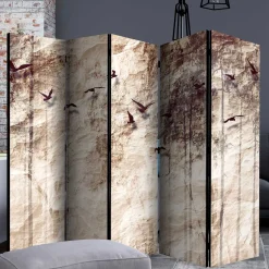 Bedruckter Paravent mit Vögel Bäume Motiv - Estoron