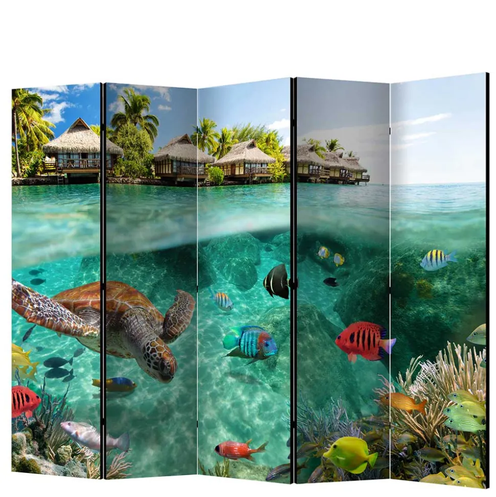 Bedruckter Paravent Urlaubsträume Meer & Bewohner - Luzillo