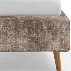 Beigefarbenes Polsterbett mit Bezug aus Boucle - Tudan