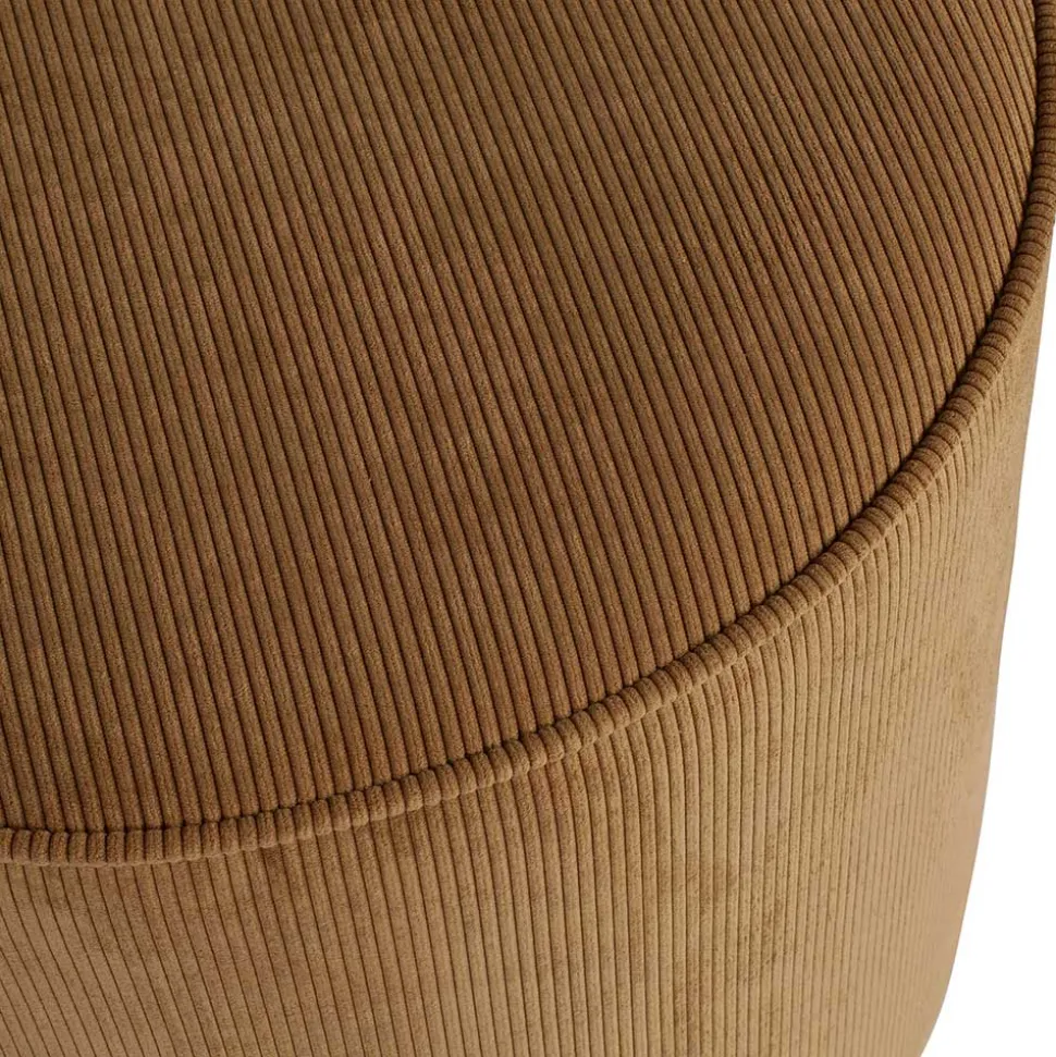 Beistellhocker aus Cord in Honigfarben - Sumatra