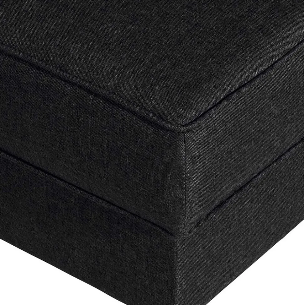 Beistellhocker aus Webstoff in Dunkelgrau - Materra