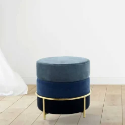 Beistellhocker in Blautönen und Gold - Vadrus