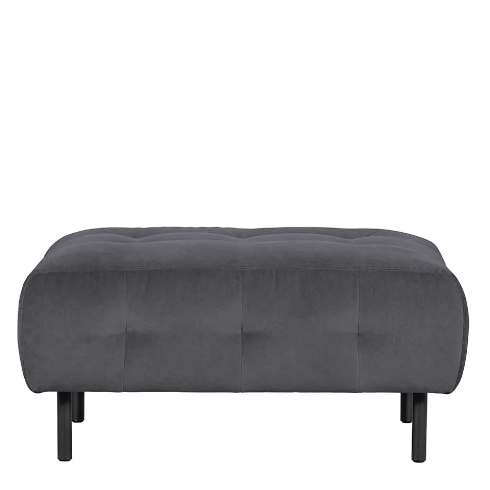 Beistellhocker in Dunkelgrau Samtbezug - Pingdong