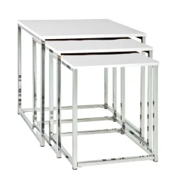 Beistelltisch Atlantis in Hochglanz Weiß (dreiteilig)