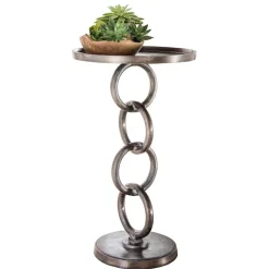 Beistelltisch auf Säulengestell in Ketten Optik - Glamoura