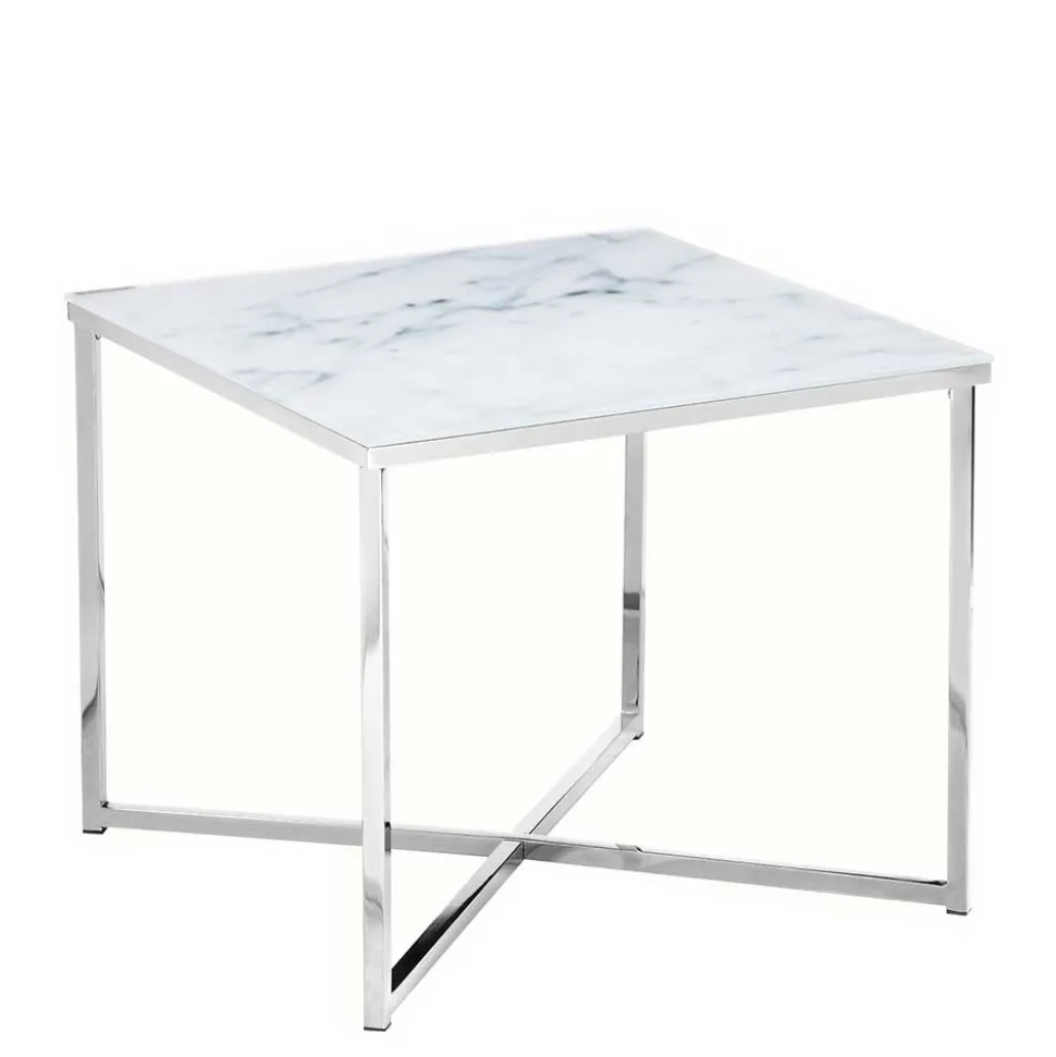 Beistelltisch aus Glas in Marmoroptik - Annike