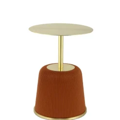 Beistelltisch in Gold mit Cognac Braun - Sambia